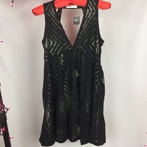 A&F Art Deco Gold and Black Babydoll Dress